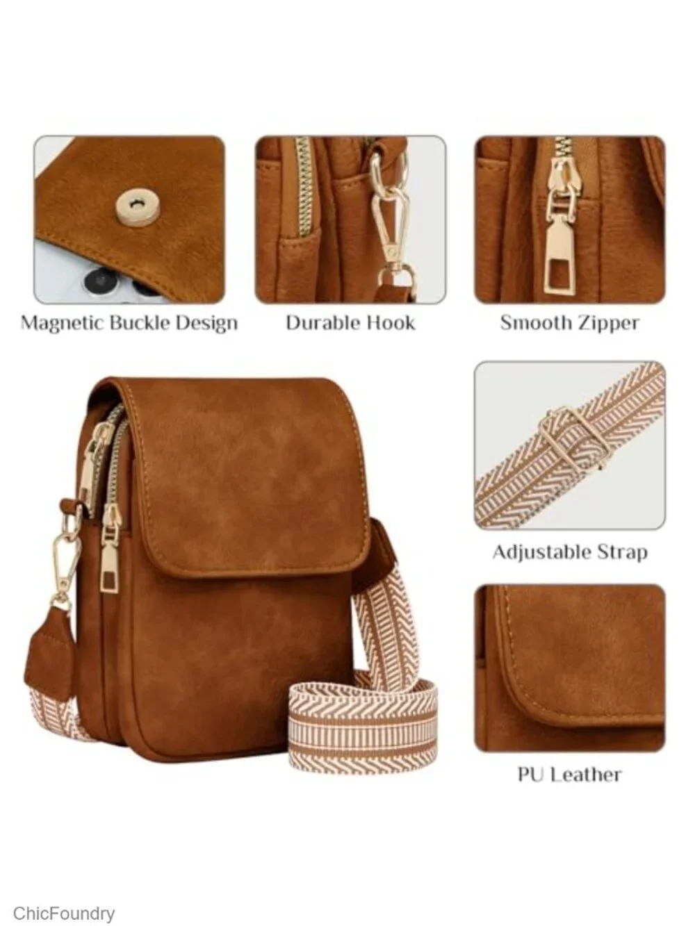 Small Crossbody Bag with Card Holder Anti Theft Leather Travel Wallet